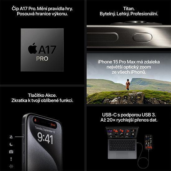 Apple iPhone 15 Pro Max, 256GB alb titan | MPSTORE.RO